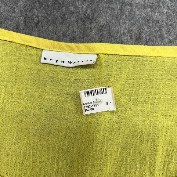 Bryn Walker Top Womens M Yellow Ruffle Hem Flared Sleeve Guaze Blouse Lagenlook - Picture 5 of 16